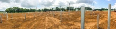 The metal posts pictured above will be the base for the racking and panels as ARiES and AEC continue the solar project. 